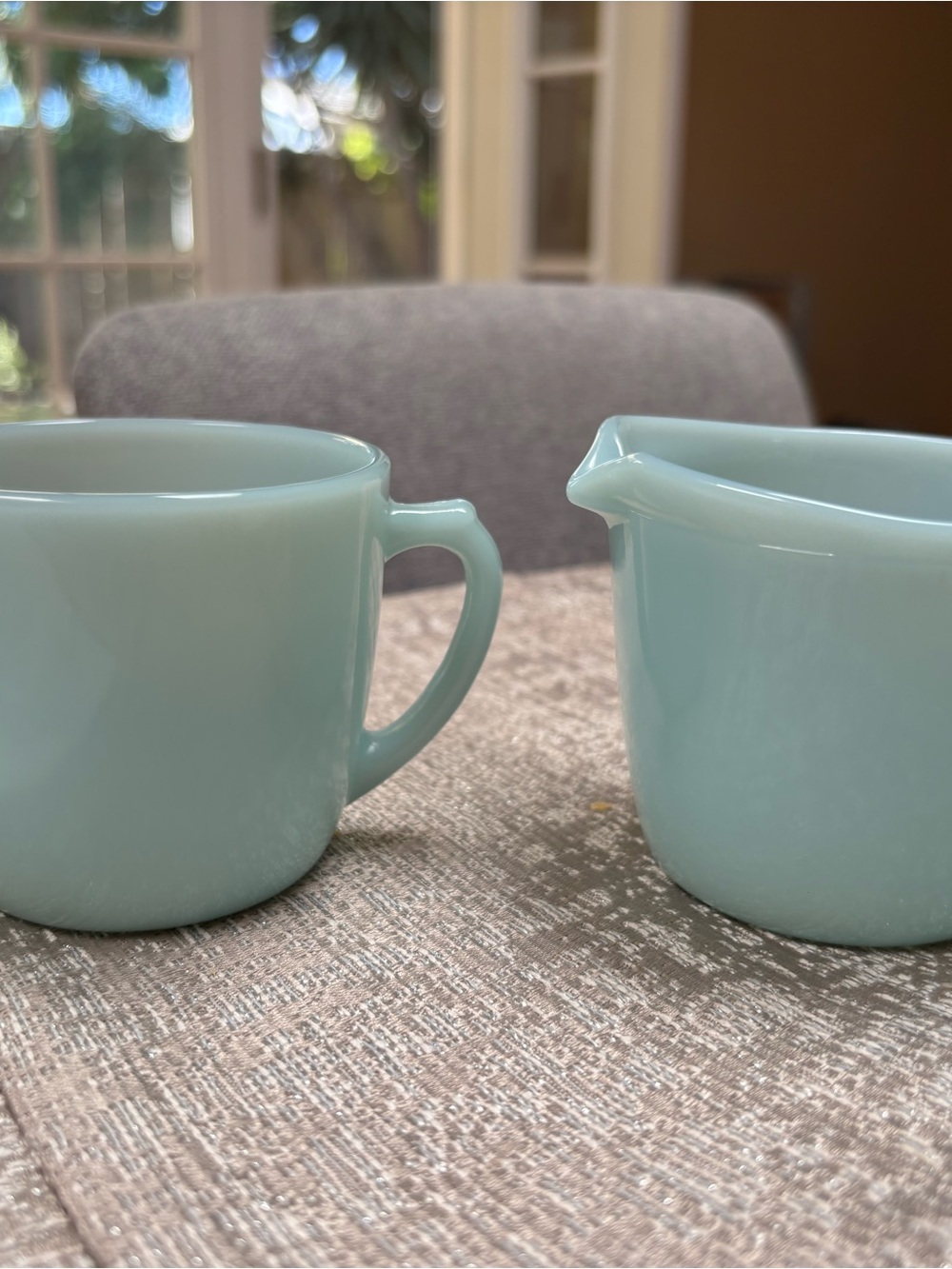 Vintage Fire King Turquoise Creamer and Sugar Set - Home Dining